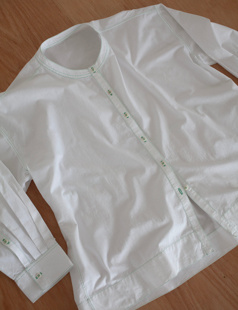 Crisp Poplin & Green Topstitching: A deep dive into the Leila Shirt