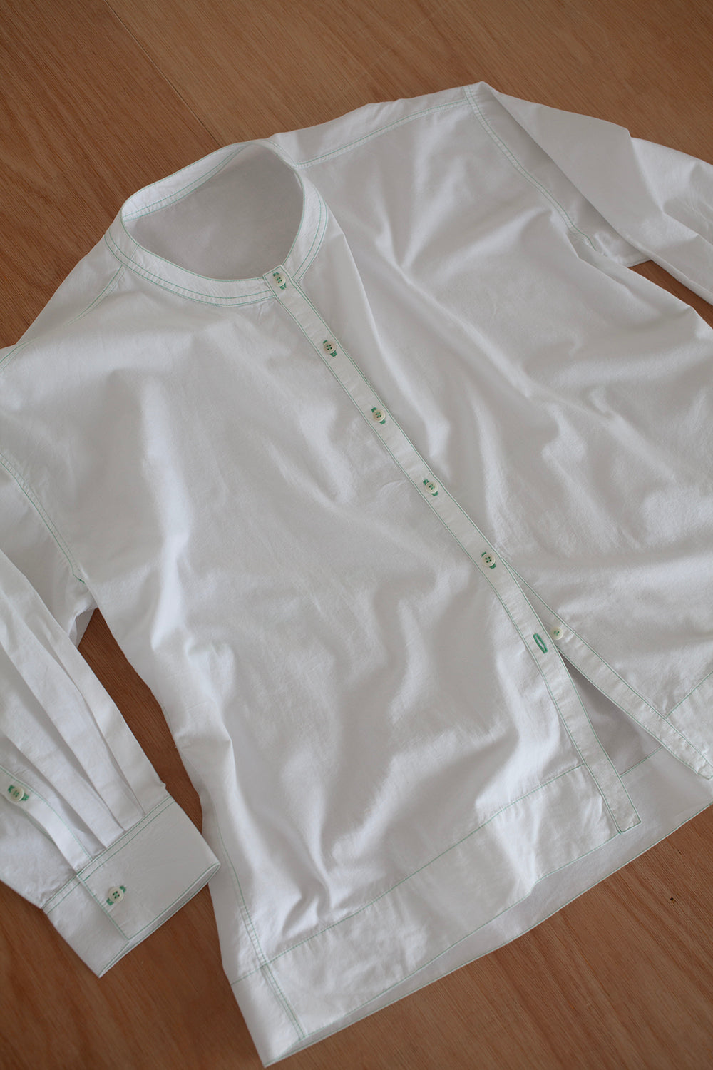 Crisp Poplin & Green Topstitching: A deep dive into the Leila Shirt